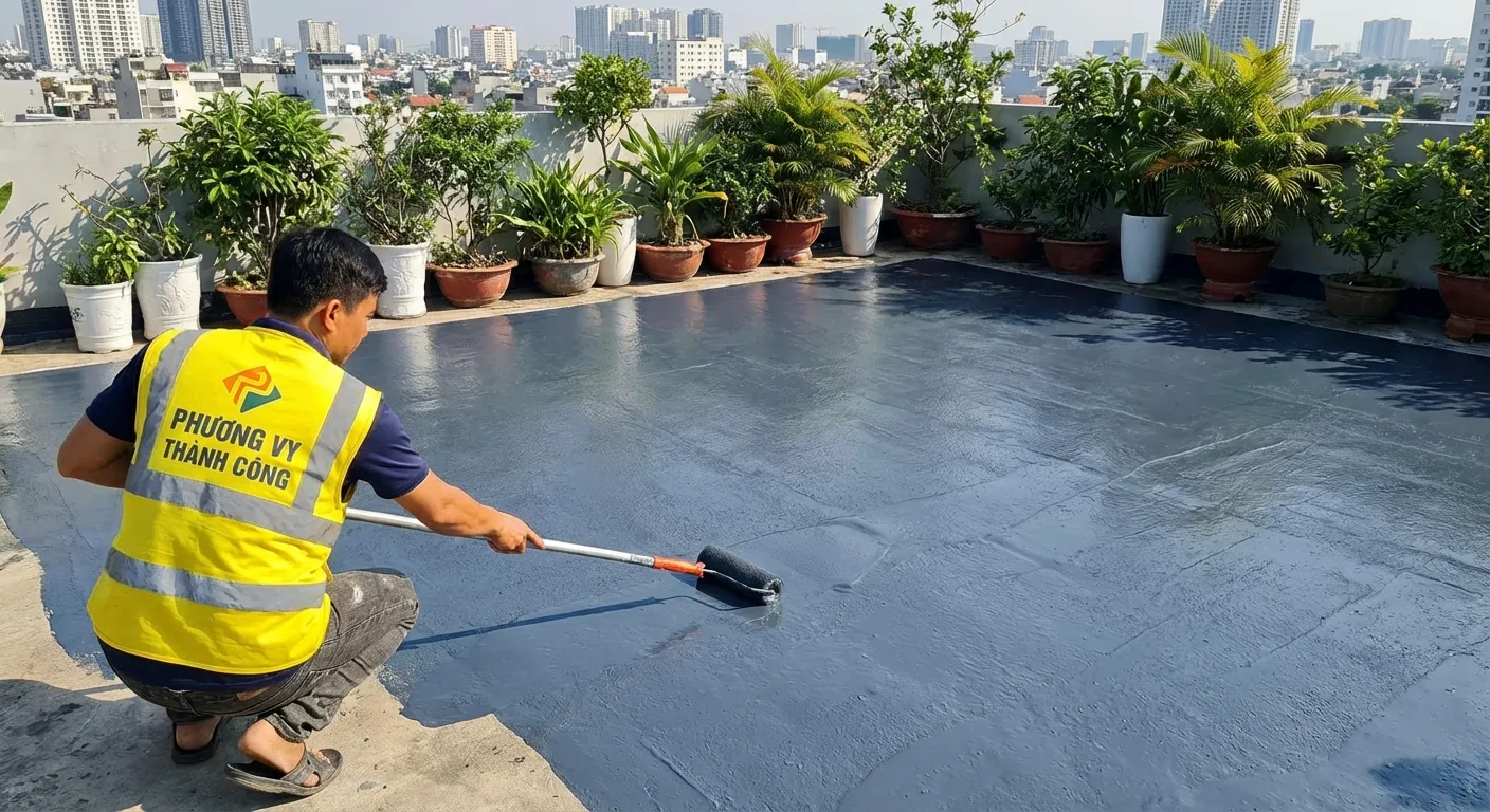 Dịch vụ chống thấm sân thượng trọn gói 2025 của Phương Vy Thành Công chuyên nghiệp triệt để 100%