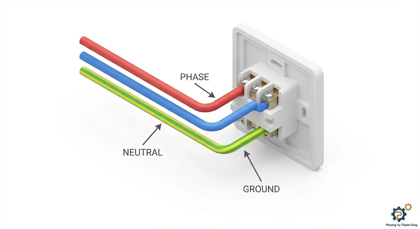 Sơ đồ chi tiết cách đấu nối ổ cắm điện an toàn tại nhà cùng Phương Vy Thành Công
