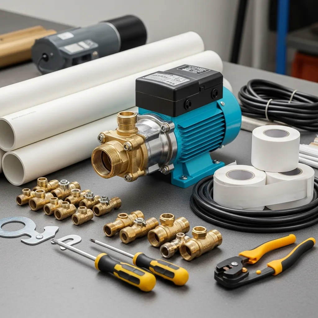 Bộ dụng cụ và vật tư cần thiết để lắp đặt máy bơm tăng áp đúng kỹ thuật tại nhà