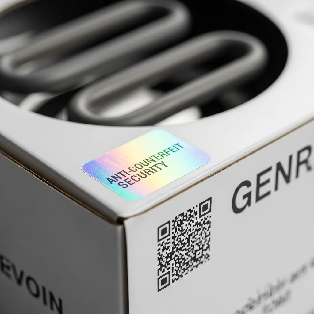 Cận cảnh bao bì linh kiện bình nóng lạnh chính hãng có tem chống giả và mã QR