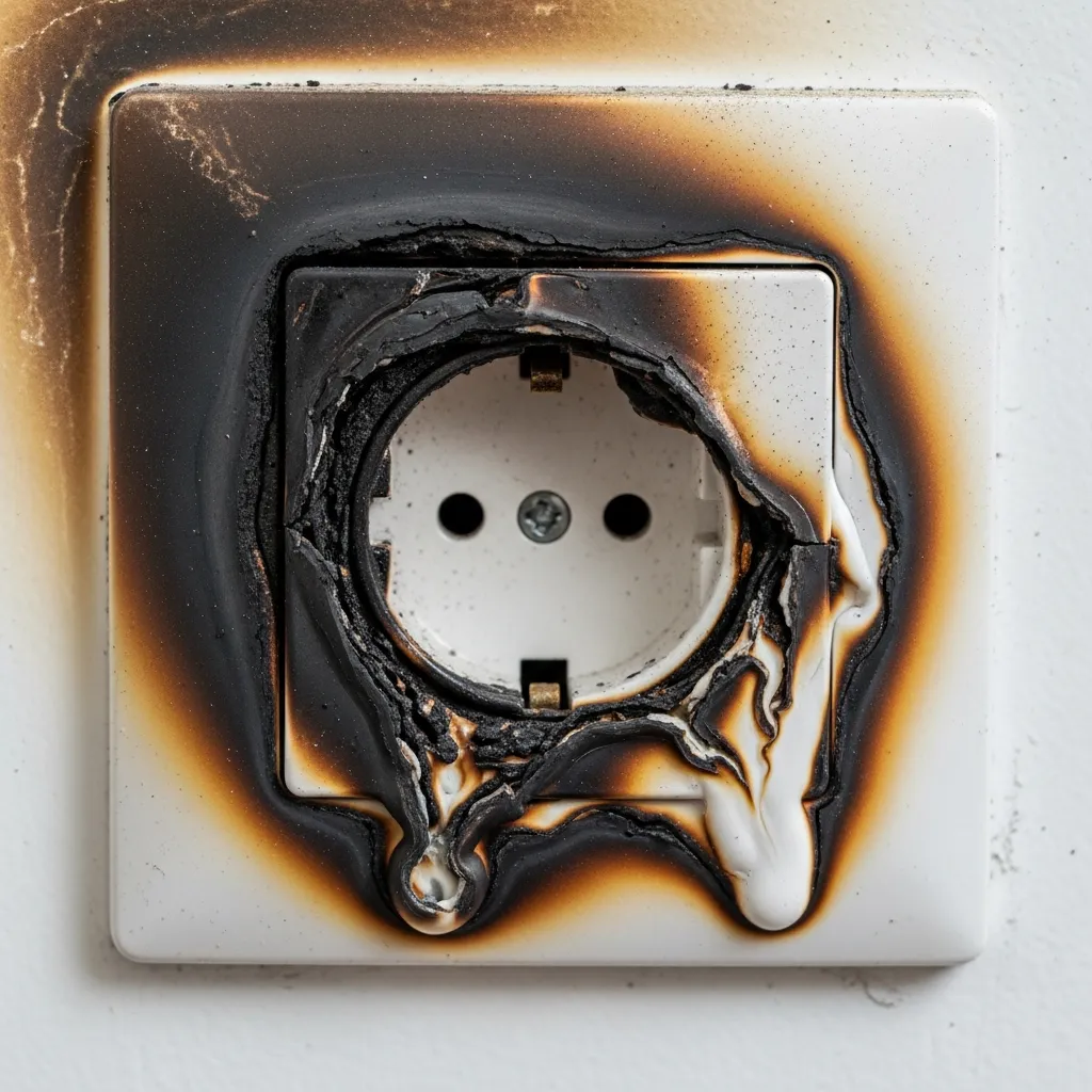Ổ điện bị cháy đen do chập mạch, dịch vụ sửa điện Đà Nẵng khắc phục nhanh 24/7