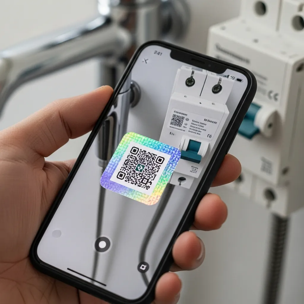 Quét mã QR kiểm tra tem chống hàng giả khi mua vật tư điện nước tại Đà Nẵng