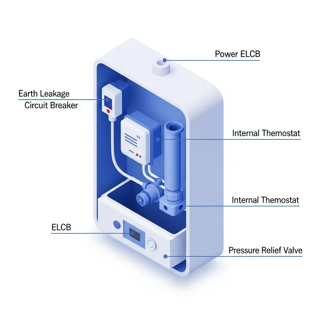 Sơ đồ cấu tạo và các tính năng an toàn quan trọng của bình nóng lạnh gia đình