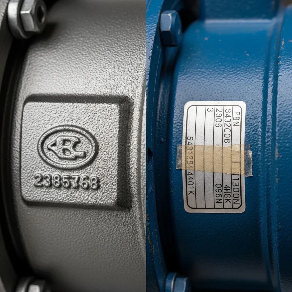 So sánh chi tiết máy bơm nước chính hãng logo dập nổi và hàng giả nhãn mác mờ